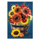 Barrel Of Blooms & Pumpkins Burlap House Flag