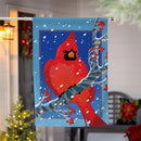 Snowy Cardinal Burlap House Flag