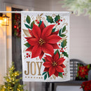 Joy Poinsettia Burlap House Flag