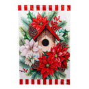 Poinsettia Birdhouse Moire House Flag
