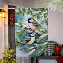 Winter Chickadee Friends Suede House Flag