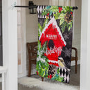 Floral Red Birdhouse Suede House Flag