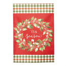 Tis the Season Wreath Burlap Garden Flag