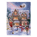Colorful Christmas House Suede Garden Flag