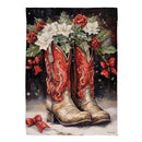 Red Christmas Cowboy Boots Suede Garden Flag_x000D_