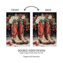 Red Christmas Cowboy Boots Suede Garden Flag_x000D_