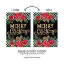 Floral Checkered Merry Christmas Suede Garden Flag_x000D_