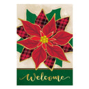 Welcome Poinsettia Applique Garden Flag