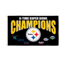 Pittsburgh Steelers 6X Superbowl Champions Football 3x5 Flag