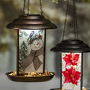 Solar Glass and Metal Snowman Bird Feeder