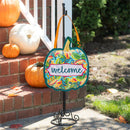 Patterned Jacobean Floral Pumpkin Door D√©cor