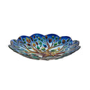 Harvest Blossoms Birdbath,Tree of Life Hand Painted Glass Birdbath, 18"