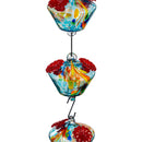 Pollinator Garden Bird Feeder, Art Glass Hanging Chained Hummingbird Feeder, Blue & Yellow
