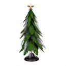 Shades of Green Garden Statue, Metal Fiber Optic LED Statue, Evergreen Tree, 23"H