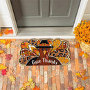 Give Thanks Patterned Turkey Shaped Coir Mat