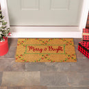 Bright Merry Christmas Floral Pattern Coir Mat