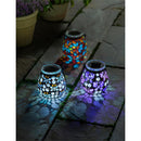 Cottage Garden Outdoor Lamp & Lighting, Garden Icons and Florals Mosaic Solar Lantern, Asst of 3, CD