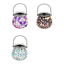 Cottage Garden Outdoor Lamp & Lighting, Garden Icons and Florals Mosaic Solar Lantern, Asst of 3, CD