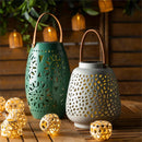 Ceramic Speckled Cut Out Solar Lantern