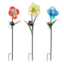 Glass Poppy Solar Garden Stake, 27", CDU