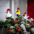 Hillside Pasture Garden Stake, Art Glass Solar Rooster, 23", CDU