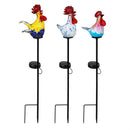 Hillside Pasture Garden Stake, Art Glass Solar Rooster, 23", CDU