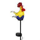 Hillside Pasture Garden Stake, Art Glass Solar Rooster, 23", CDU