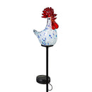 Hillside Pasture Garden Stake, Art Glass Solar Rooster, 23", CDU