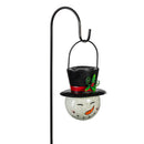 Holiday Poinsettia Garden Stake, Solar Garden Stake, Glass Snowman Orb, 36"H, Asst of 2