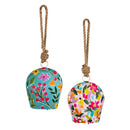 What She Shed Garden Bell, Metal Printed Bell, Colorful Bouquet, Asst of 2