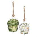 Shades of Emerald Garden Accent, Garden Bell, Printed Metal Bell, Asst of 2