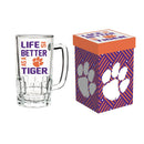 Glass Tankard Cup, with Gift Box, Clemson University
