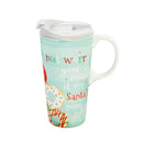 Ceramic Travel Cup, 17 OZ. ,w/box, Donut Worry,3ctc047182