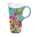 Ceramic Perfect Travel Cup, 17 oz., w/ box, Teal Goldfinch