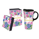 Ceramic Travel Cup w/ metallic accents, 17 OZ w/Box, Grandma