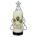 Shades of Emerald LED Table Decor Wax Flicker Light Candle with Metal Holder
