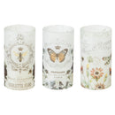 Vintage Garden Glass LED Battery Operated Pillar Candle, 3 Asst,3led268