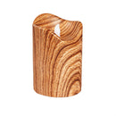 LED Round Candle with Natural Wood Pattern, Set of 2