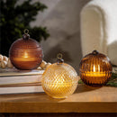 Woodland Storybook LED Table Décor Glass Round Candle with Flickering Flame, 5"H, Asst of 3