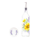 Glass Oil Bottle with Ceramic Dip Dishes, Lavender Fields,3os9862