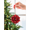 Cardboard Floral Ball Ornament, Red,3ot1185