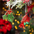 Holiday Poinsettia Ornament Christmas Icon Fabric, Asst