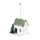VivaStyle Ornament, Paper Ornament, House with Bottle Brush Trees, 2.75"H, Set of 3