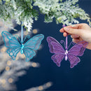 Season to Sparkle Ornament Butterfly with Gem Embellishments Metal and Fabric, Asst, 5.75"L