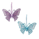 Season to Sparkle Ornament Butterfly with Gem Embellishments Metal and Fabric, Asst, 5.75"L
