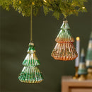 Shades of Emerald Ornament Tree with Glitter and Sequins Glass, Asst, 4.75"H