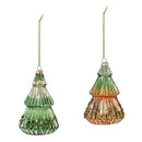 Shades of Emerald Ornament Tree with Glitter and Sequins Glass, Asst, 4.75"H
