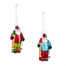 Heartfelt Cheer Ornament Skiing Santa Glass, Asst, 6"H