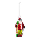 Heartfelt Cheer Ornament Skiing Santa Glass, Asst, 6"H