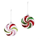 Sugar & Stripes Bright Ornament Peppermint Glass, Asst, 4.25"H